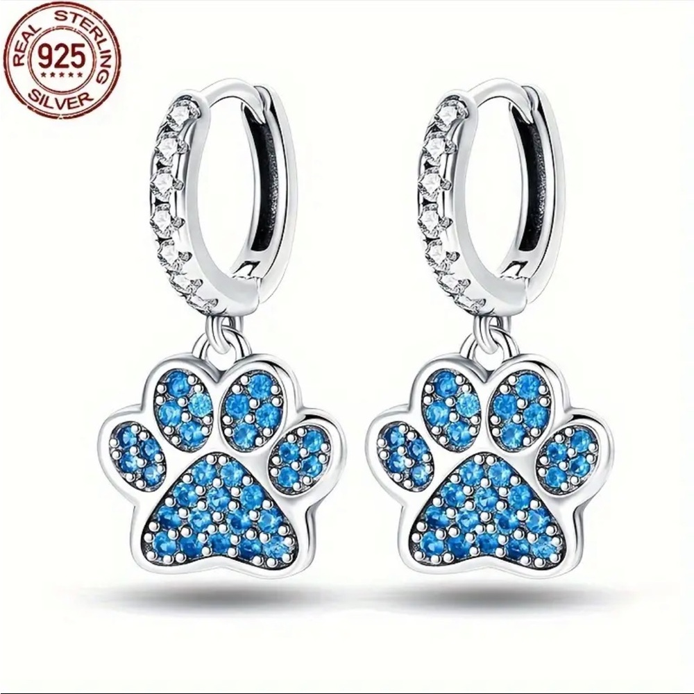🐾925 Paw Print Earrings-NEW